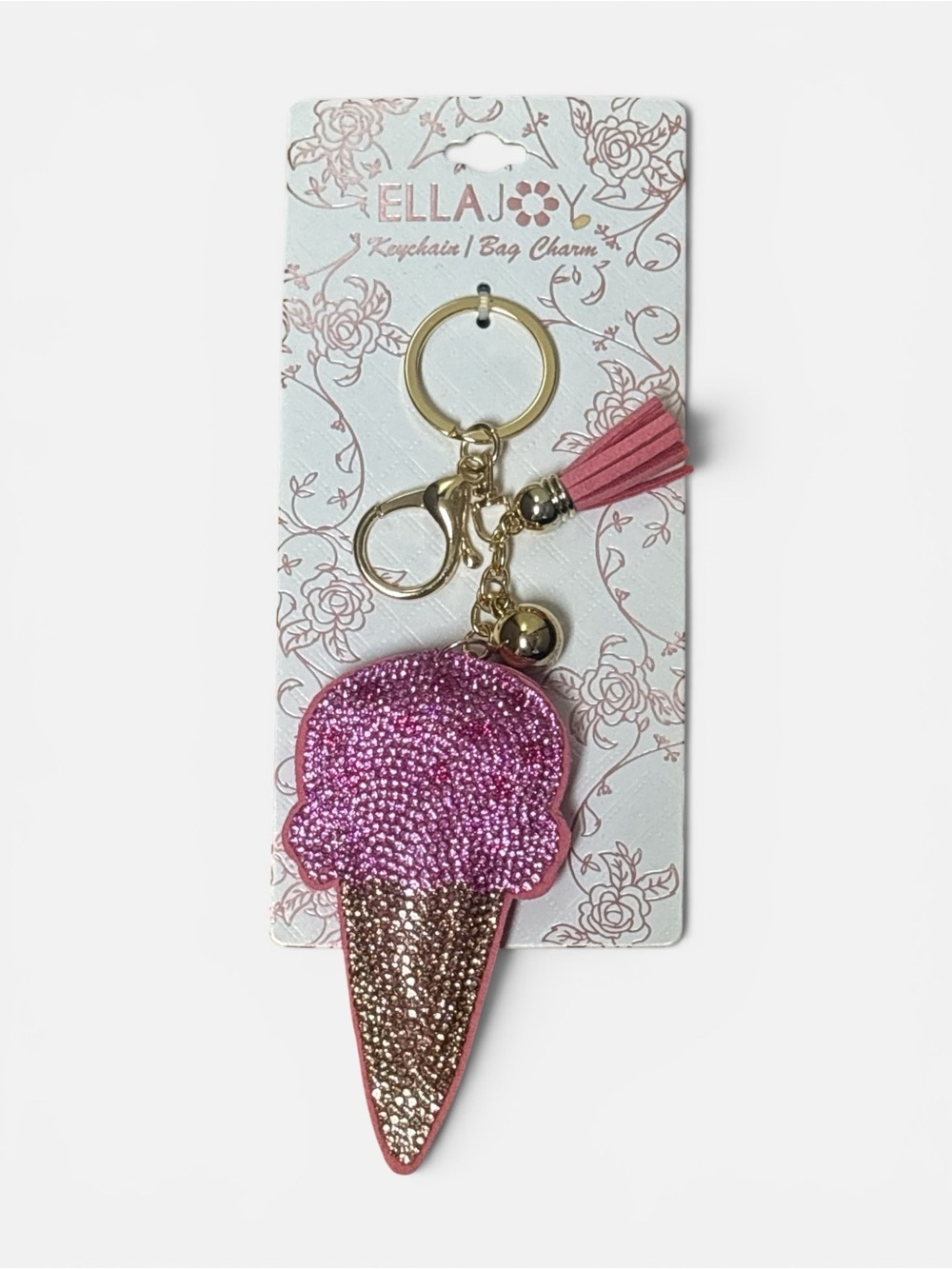 Ella Joy Pink Ice Cream Cone Key & Card Holder Charm